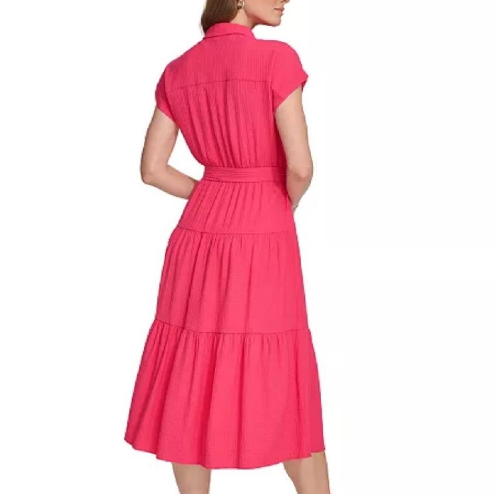NWT DKNY | Tiered Midi Shirt Dress - Picture 4 of 8